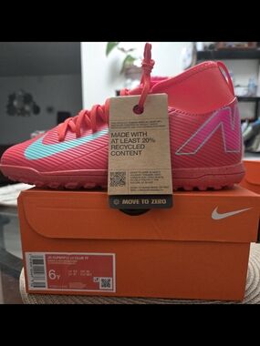 Nike Kids' Superfly Club TF Soccer Shoes - Pink/Teal